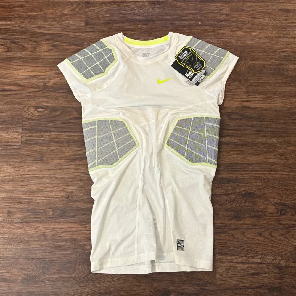 Nike Pro Combat Hyperstrong Compression Football Shirt White Volt XL NWT